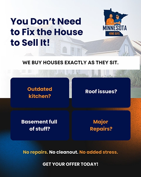 Minnesota Home Guys graphic about selling without repairs or cleanouts